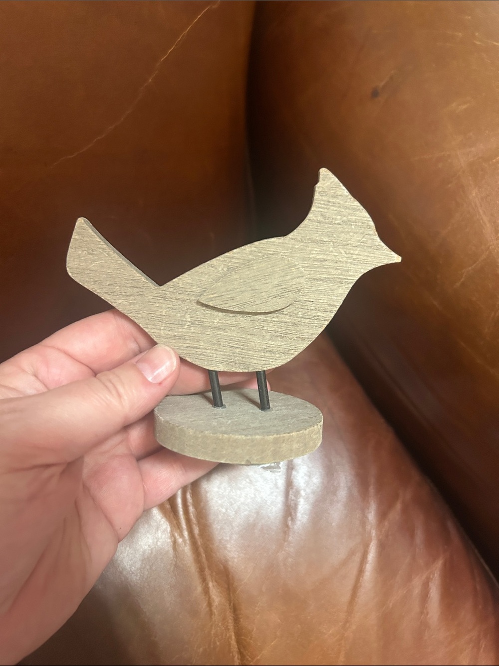 Wooden Bird Figurine Décor - Gray